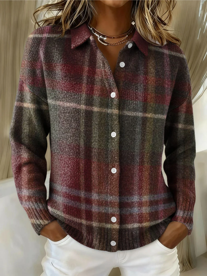 Marianna | Women's Plaid Button Knit Cardigan Shacket