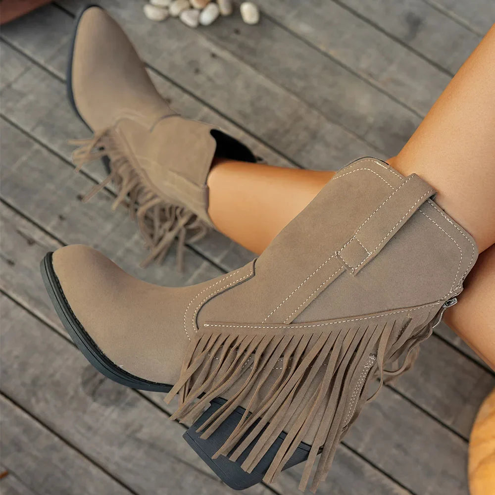 Blythe | Women's Wide Calf Western Cowboy Fringe Boots