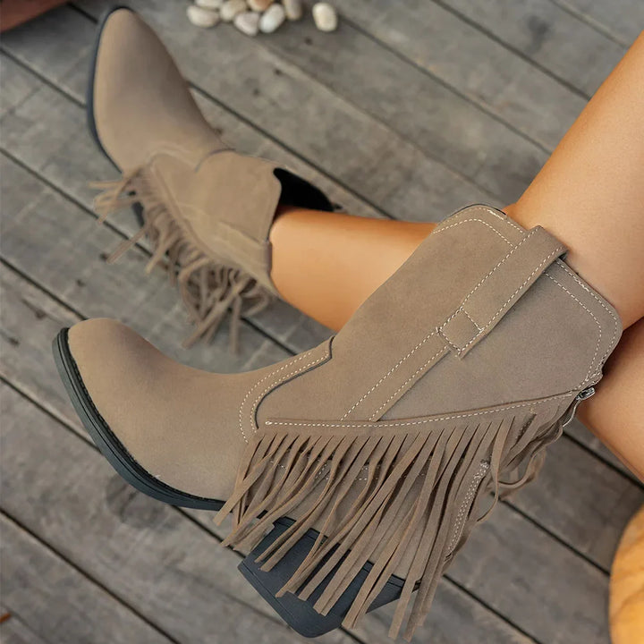 Blythe | Women's Wide Calf Western Cowboy Fringe Boots