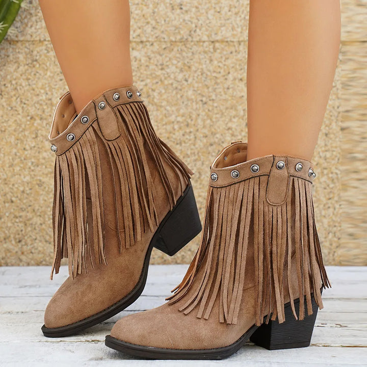 Blythe | Women's Wide Calf Western Cowboy Fringe Boots