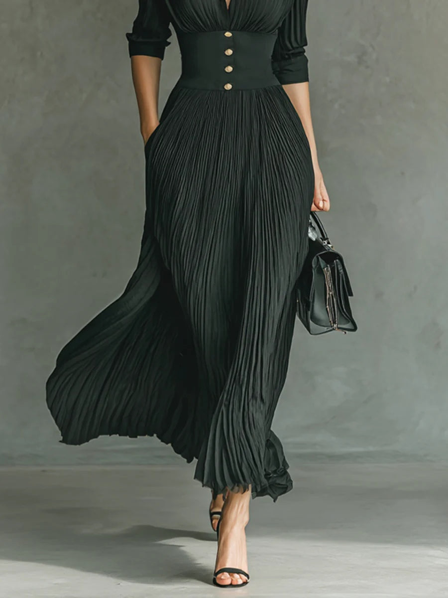 Erica | Women's Fall Dress Pleated Maxi