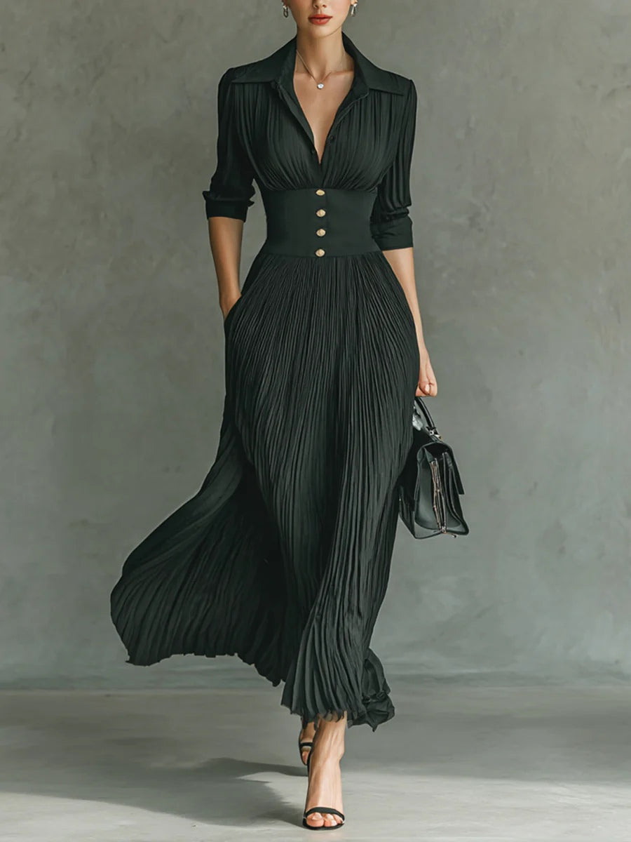 Erica | Women's Fall Dress Pleated Maxi