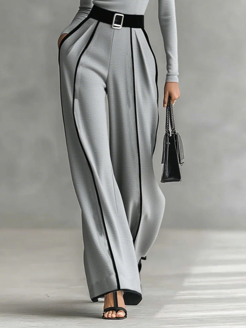 Linda™ | High-Neck Top & Wide-Leg Pants Set with Belt