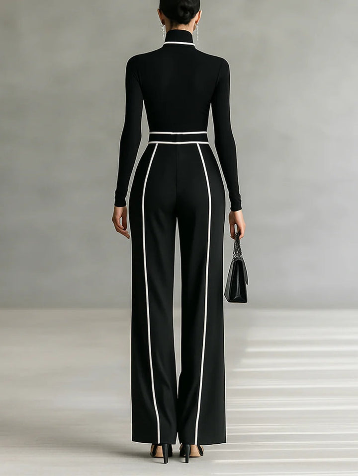 Linda™ | High-Neck Top & Wide-Leg Pants Set with Belt