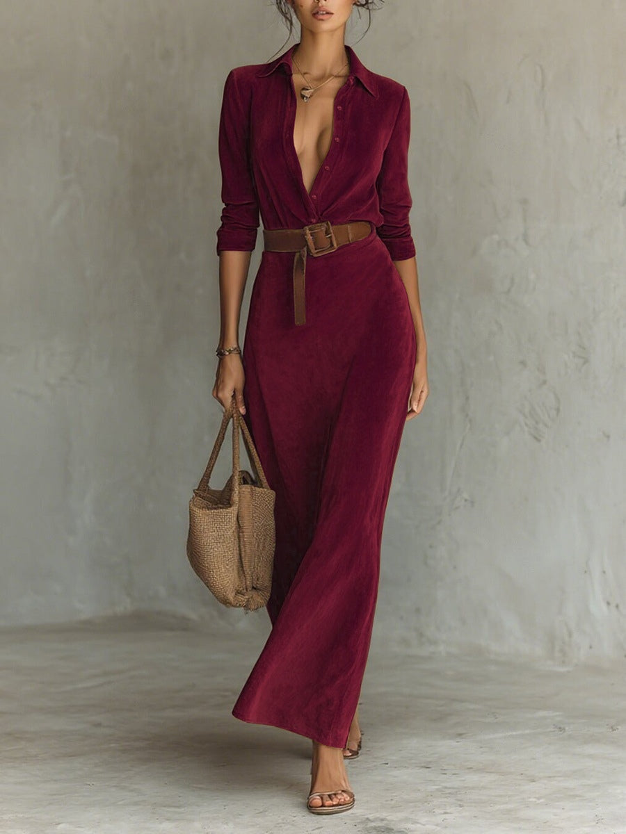Faith | Women's Belted Maxi Shirt Fall Dress