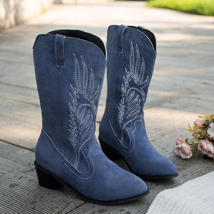 Bexley | Women's Wide Calf Western Cowboy Boots - Blue - Image 6