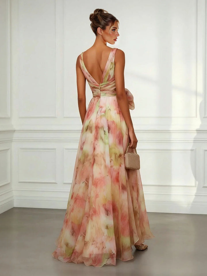 Adaeze | Women's Floral Print V-Neck Sleeveless Maxi Dress - Floral - Image 2