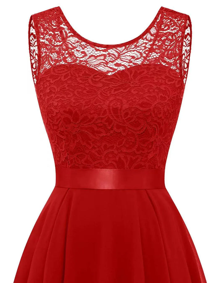 Adaline | Women's High Low Wedding Guest Dress - Burgundy - Image 12