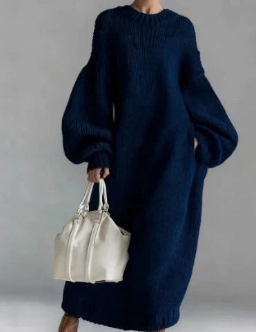Adara | Women's Oversized Knit Sweater Maxi Dress - Taupe - Image 4
