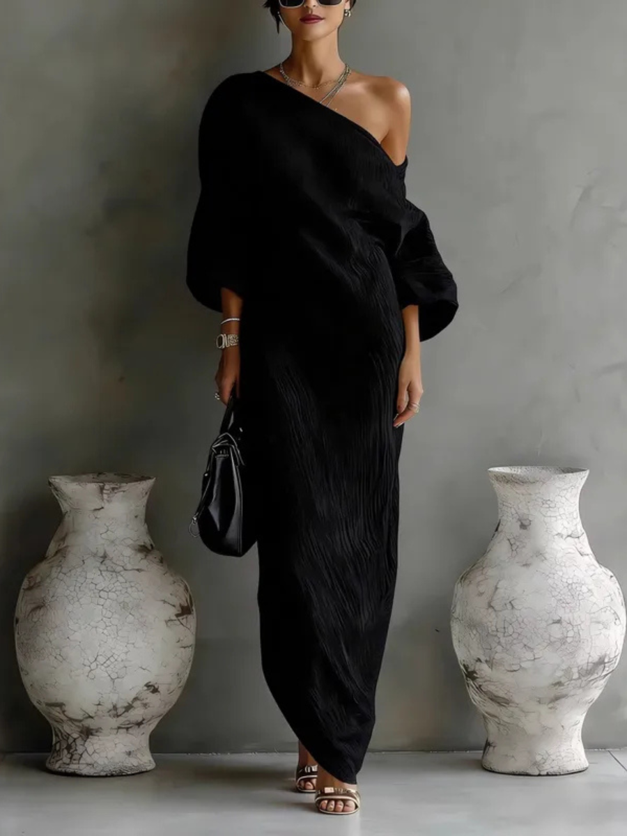 Adrienne | Women's One Shoulder Long Sleeve Maxi Dress - White - Image 5