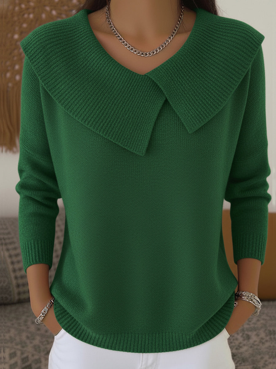 Aldene | Women's Collared Knit Sweater - Red - Image 3