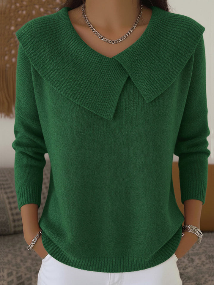 Aldene | Women's Collared Knit Sweater - Red - Image 3
