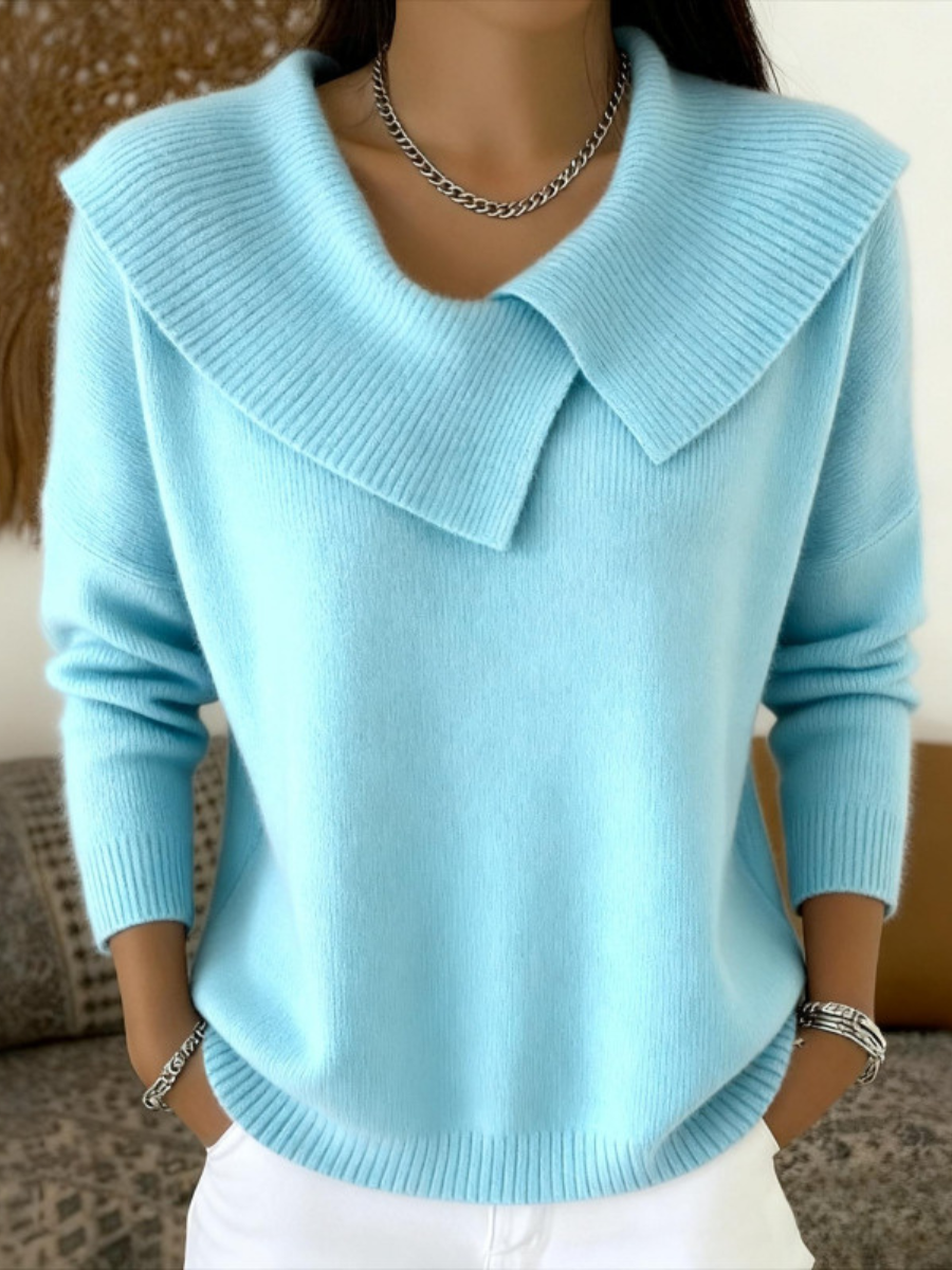 Aldene | Women's Collared Knit Sweater - Red - Image 4