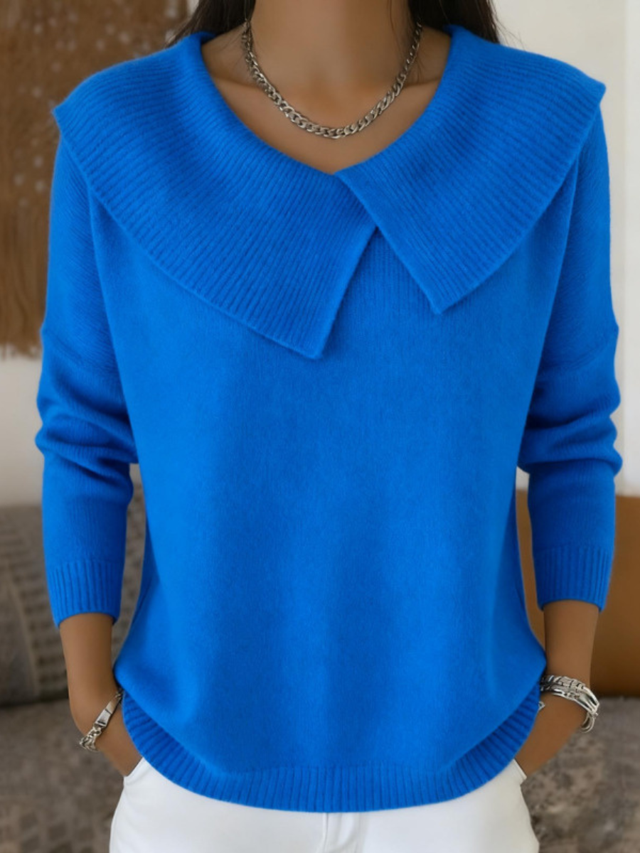 Aldene | Women's Collared Knit Sweater - Red - Image 5