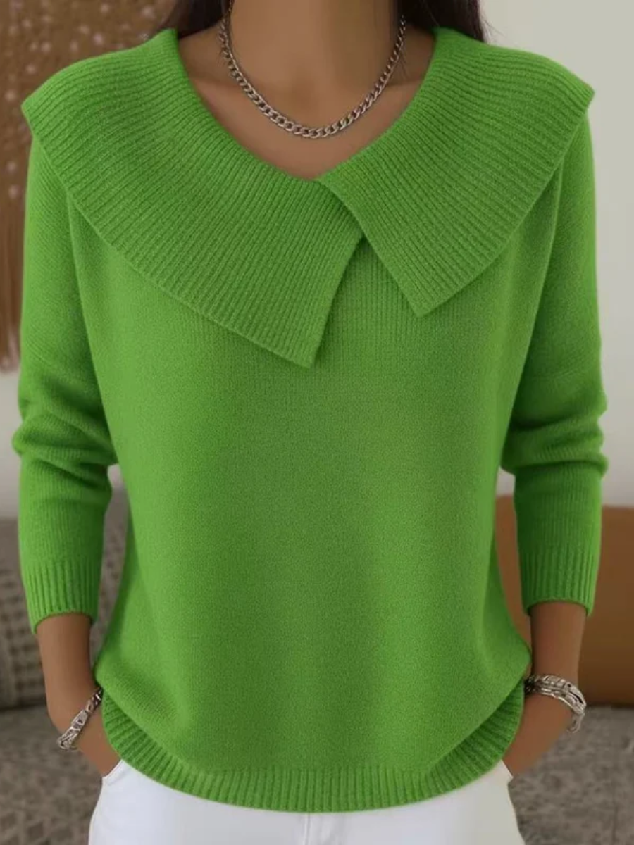 Aldene | Women's Collared Knit Sweater - Red - Image 7