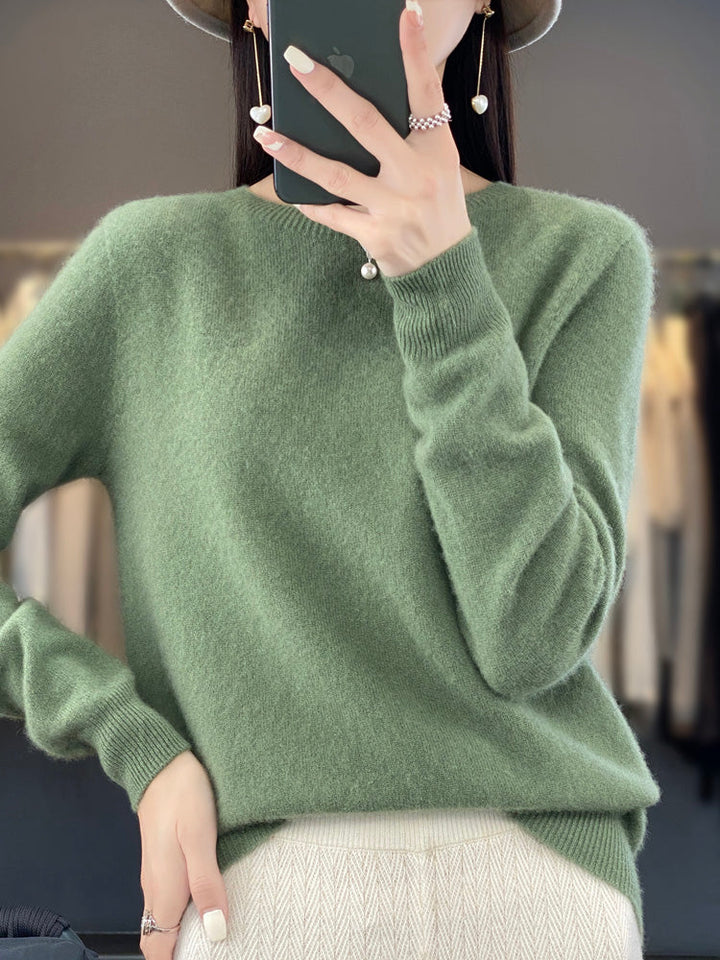 Aldora | Women's Relaxed Fit Knit Pullover Sweater - Sage - Image 1