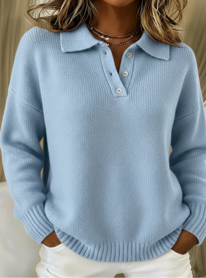 Ardenne | Women's Collared Polo Knit Sweater - Red - Image 2