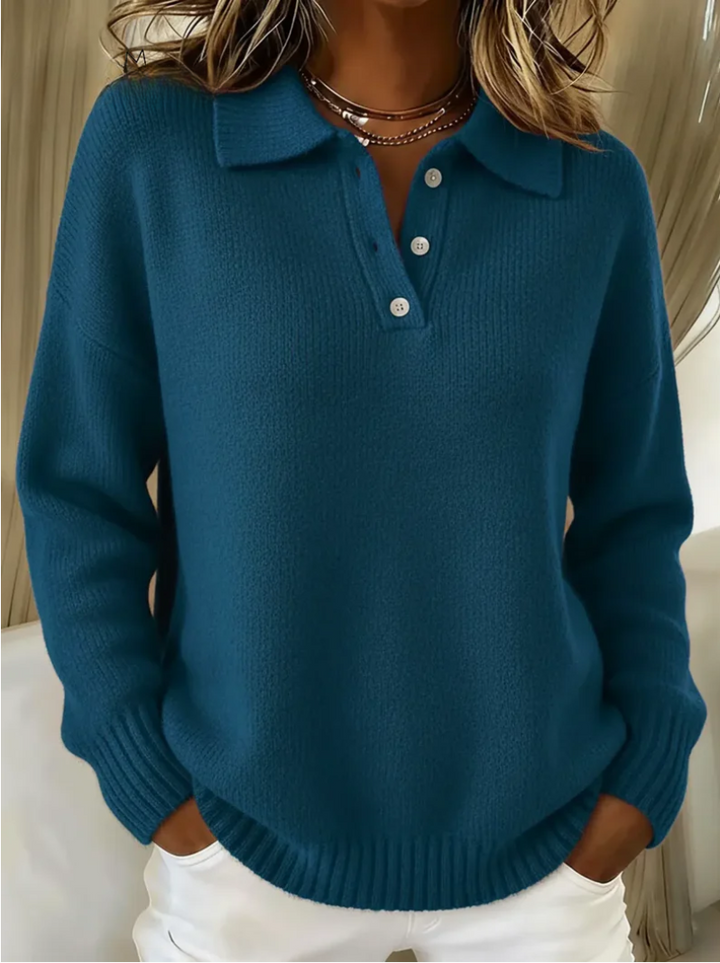 Ardenne | Women's Collared Polo Knit Sweater - Red - Image 3