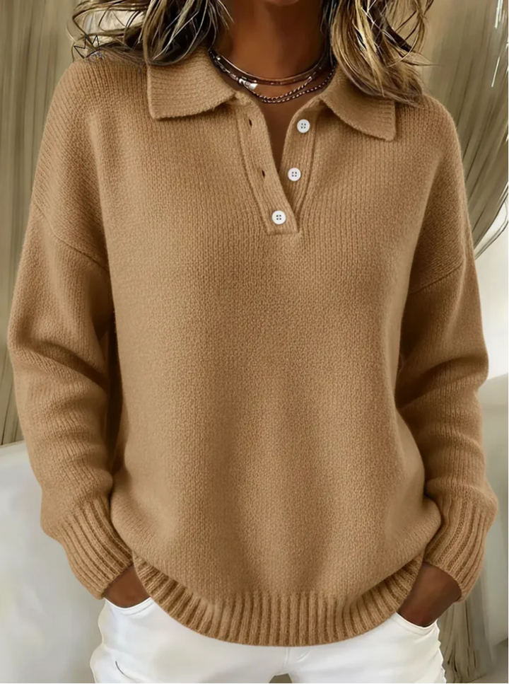 Ardenne | Women's Collared Polo Knit Sweater - Red - Image 5