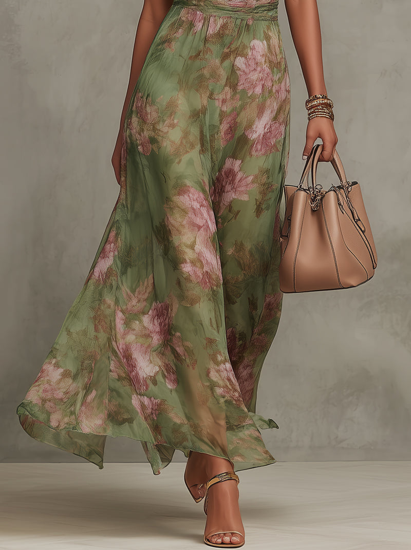 Aurelia | Women's Floral Halter Neck Maxi Dress - Floral - Image 4