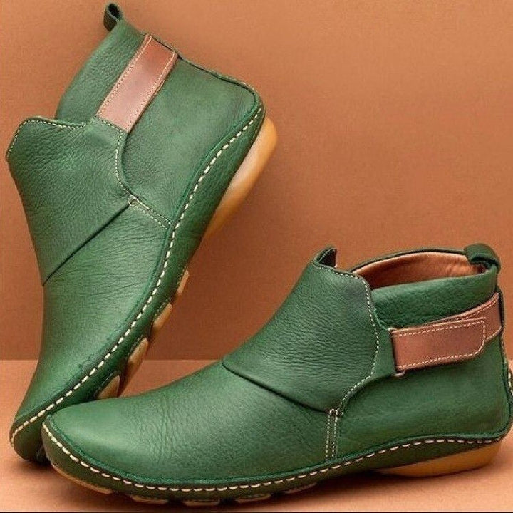 Aveline | Women's Leather Ankle Boots with Strap Closure - Red - Image 5