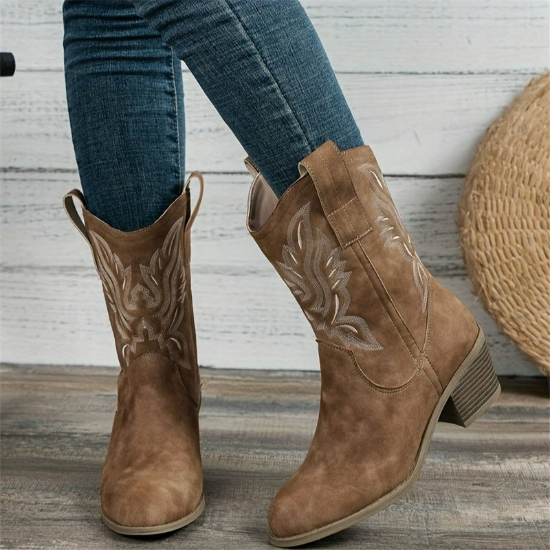 Bexley | Women's Wide Calf Western Cowboy Boots - Camel - Image 1