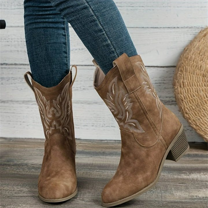 Bexley | Women's Wide Calf Western Cowboy Boots - Camel - Image 1