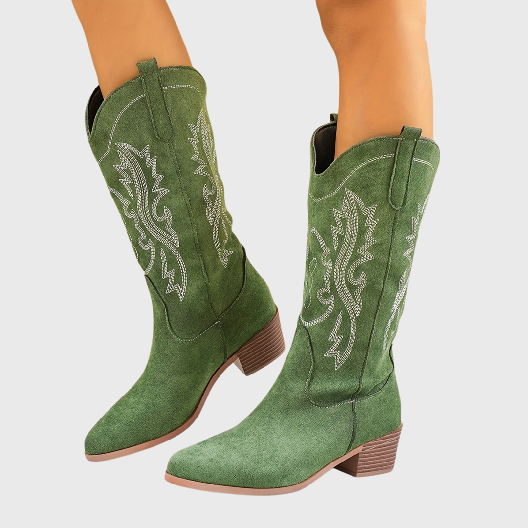 Baylor | Women's Wide Calf Western Cowboy Boots - Camel - Image 3