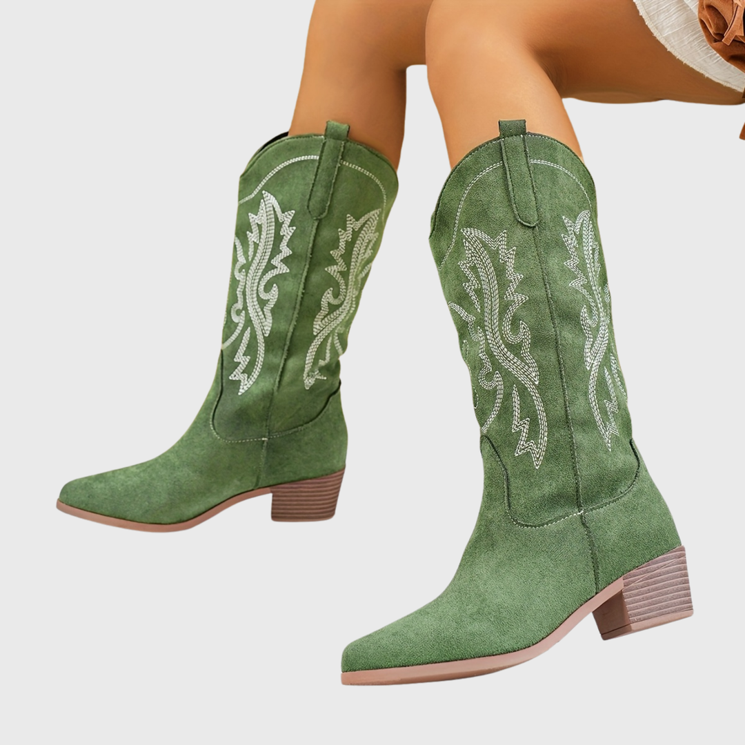 Baylor | Women's Wide Calf Western Cowboy Boots - Camel - Image 4