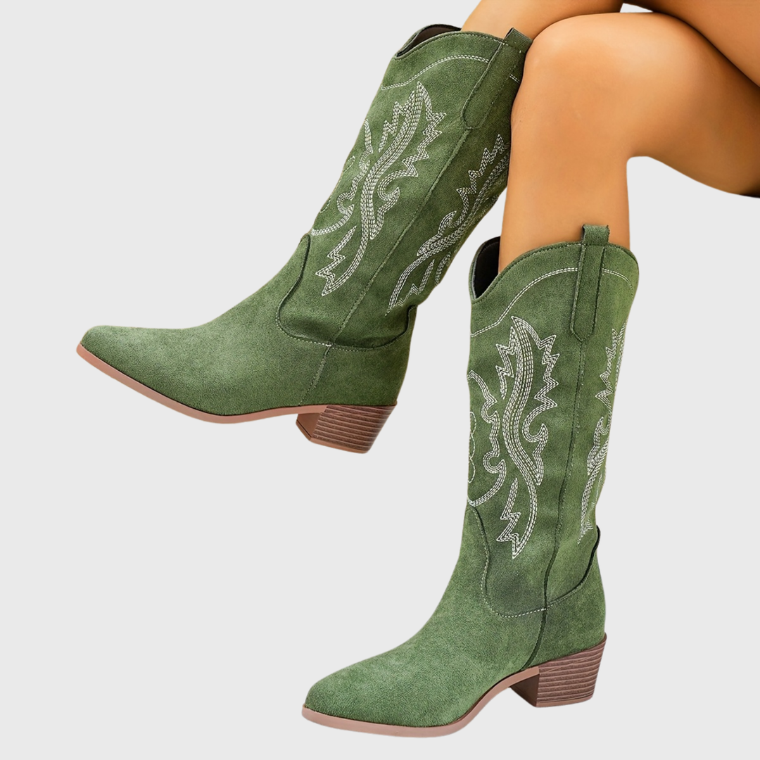 Baylor | Women's Wide Calf Western Cowboy Boots - Camel - Image 5