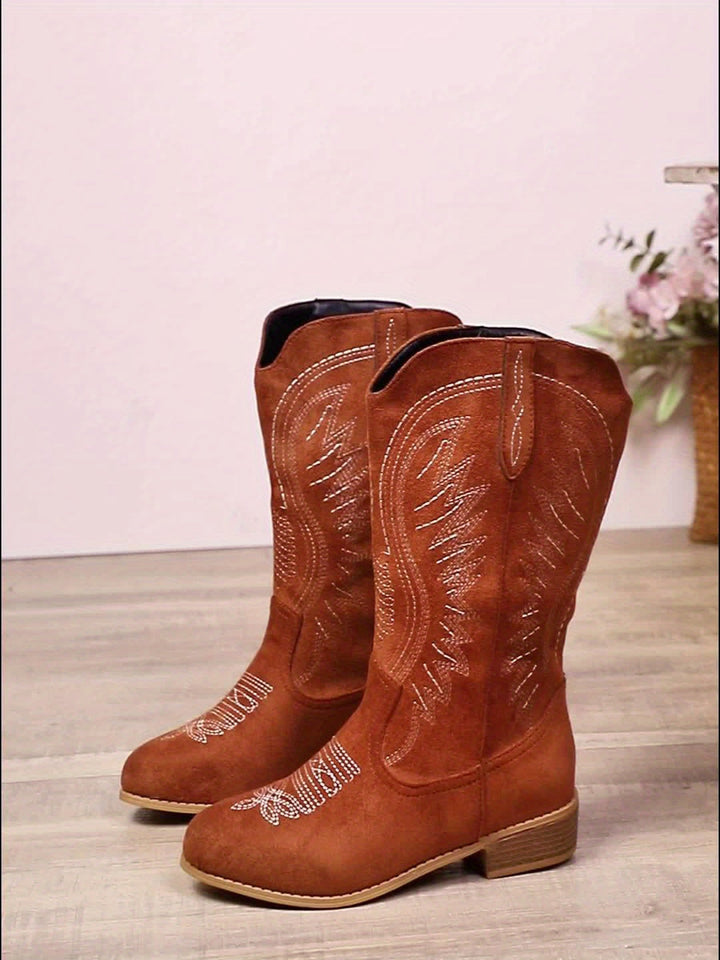 Baylor | Women's Wide Calf Western Cowboy Boots - Brown - Image 7