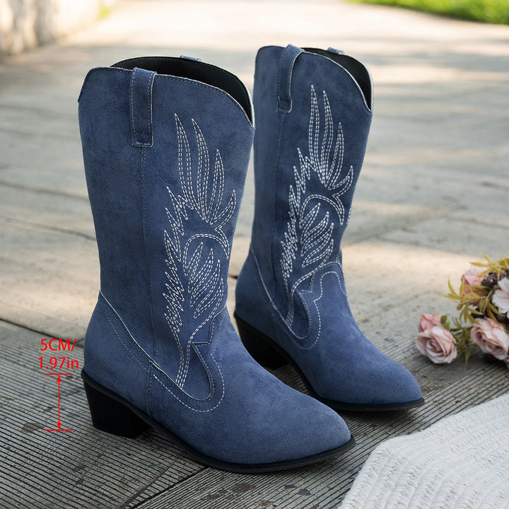 Bexley | Women's Wide Calf Western Cowboy Boots - Blue - Image 7