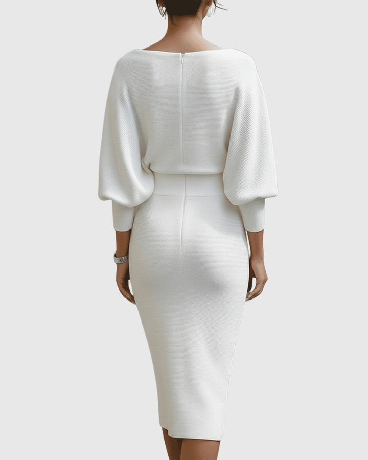 Beatrix | Women's Cowl Neck Long Sleeve Midi Dress - Navy - Image 10