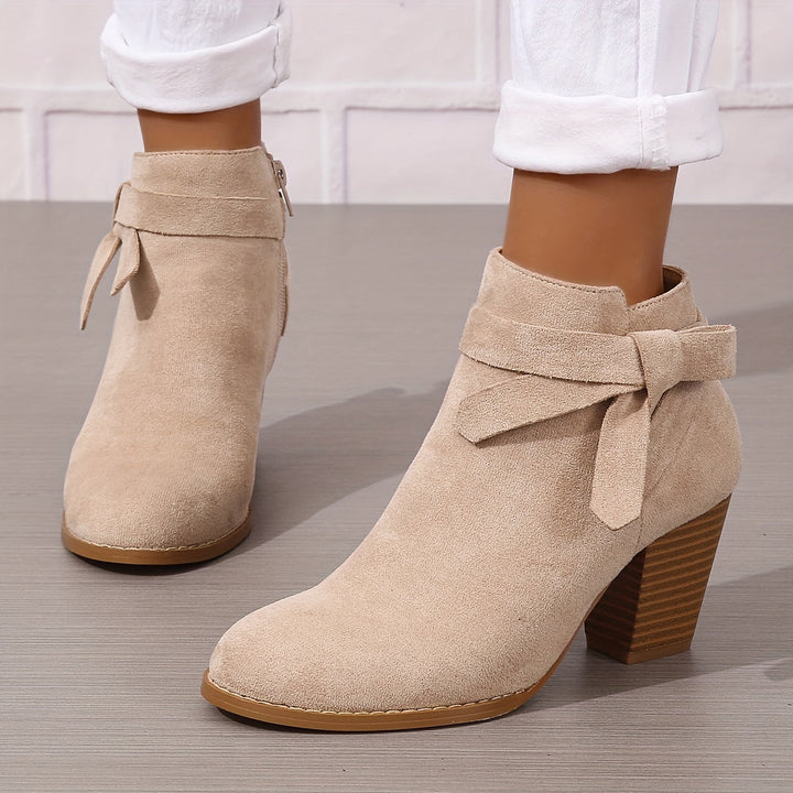 Bexley | Women's Block Heel Ankle Boots with Bow Detail - Black - Image 3