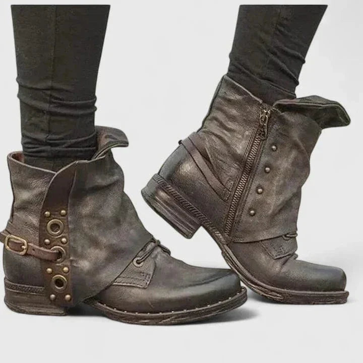 Bexley | Women's Distressed Leather Ankle Boot - Dark Brown - Image 1