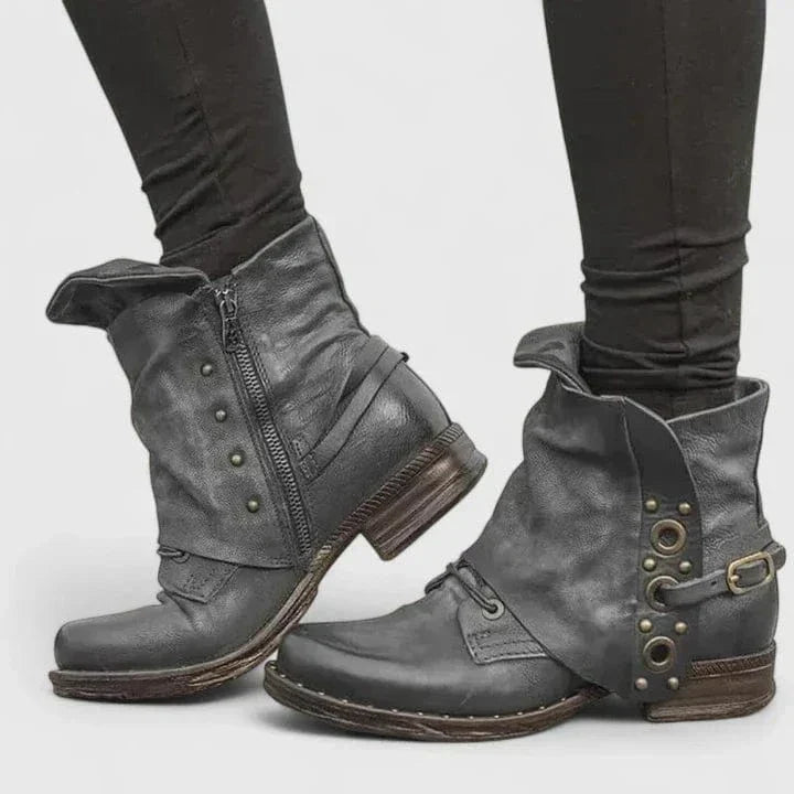 Bexley | Women's Distressed Leather Ankle Boot - Dark Brown - Image 2