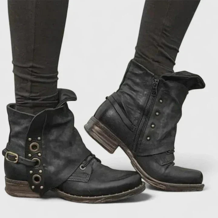 Bexley | Women's Distressed Leather Ankle Boot - Dark Brown - Image 3