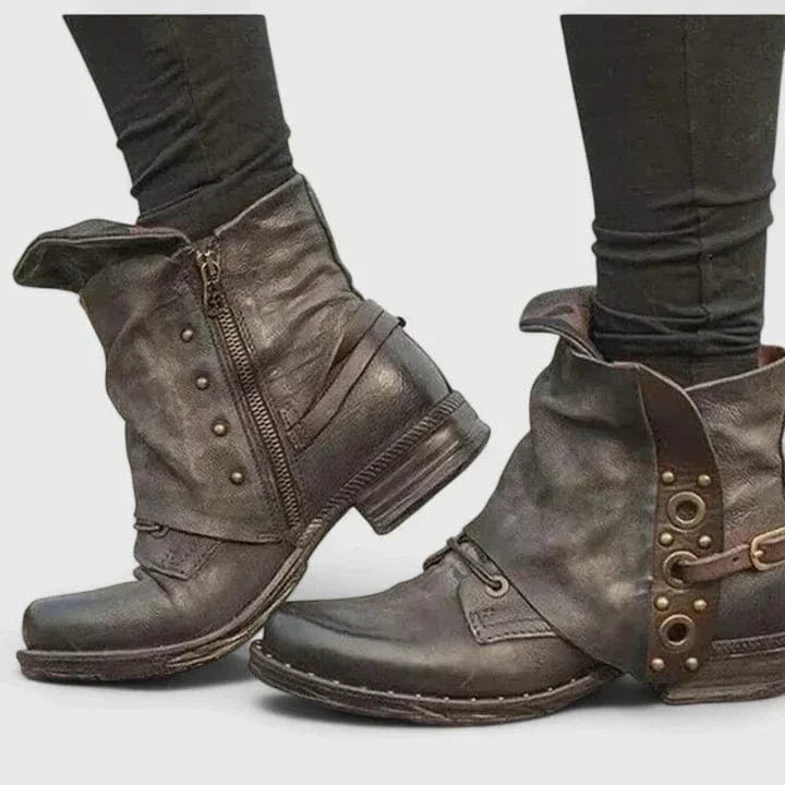 Bexley | Women's Distressed Leather Ankle Boot - Dark Brown - Image 4