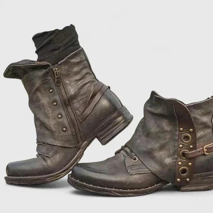 Bexley | Women's Distressed Leather Ankle Boot - Dark Brown - Image 5