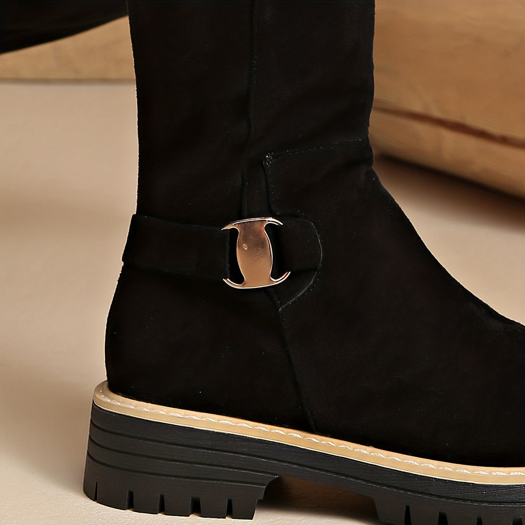 Bexley | Women's Knee High Boots with Block Heel - Black - Image 8