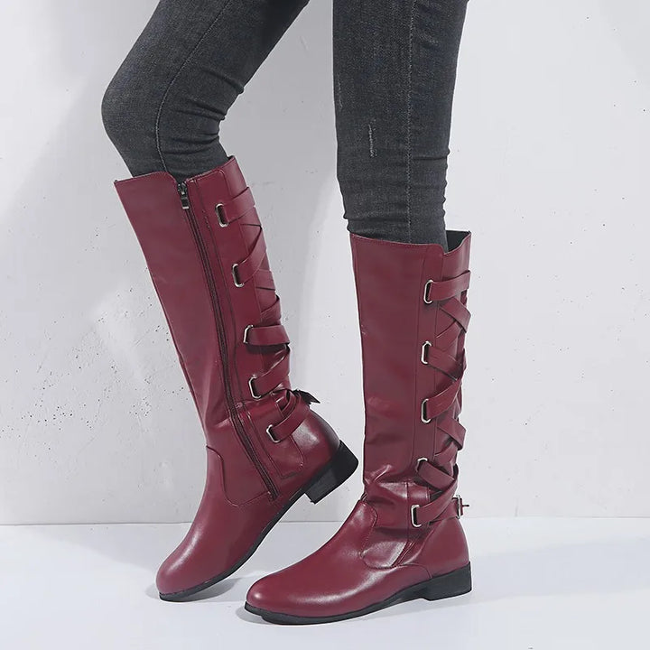 Bexley | Women's Knee High Riding Boots with Buckles - Camel - Image 6