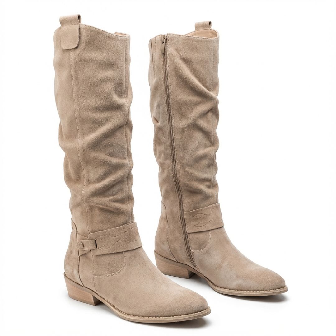 Bexley | Women's Knee High Slouch Boots - Taupe - Image 1