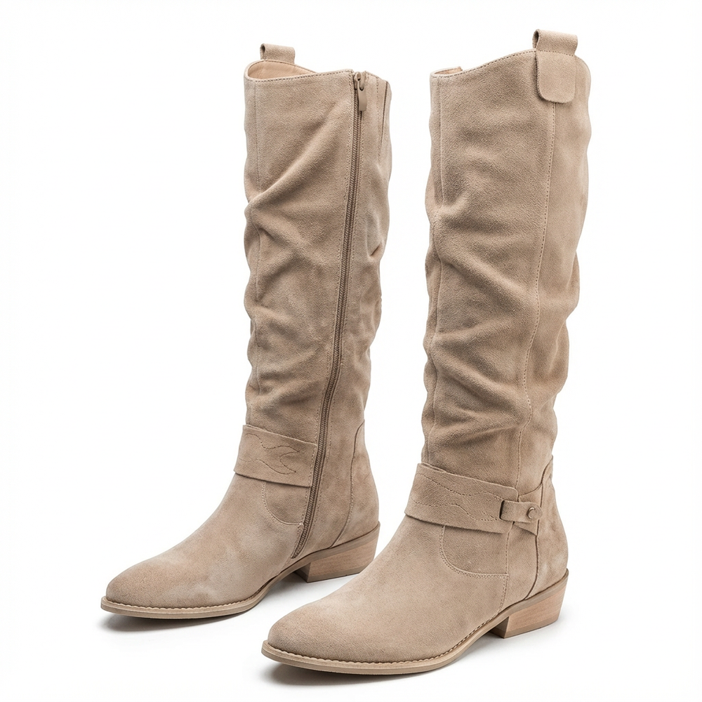 Bexley | Women's Knee High Slouch Boots - Taupe - Image 2