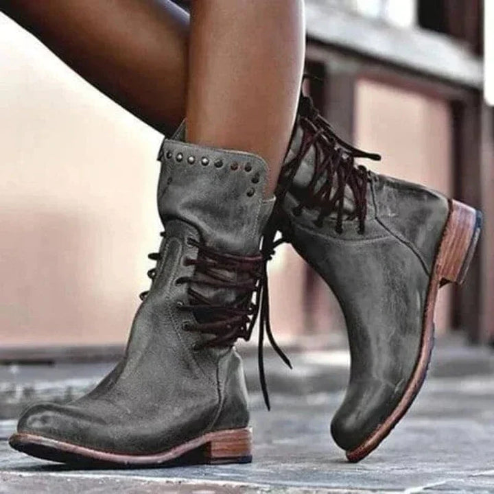 Bexley | Women's Lace-Up Ankle Boot with Western Detail - Camel - Image 2