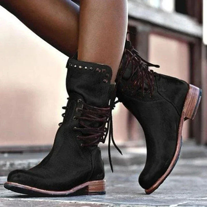 Bexley | Women's Lace-Up Ankle Boot with Western Detail - Camel - Image 3