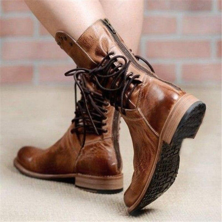 Bexley | Women's Lace-Up Ankle Boot with Western Detail - Camel - Image 6