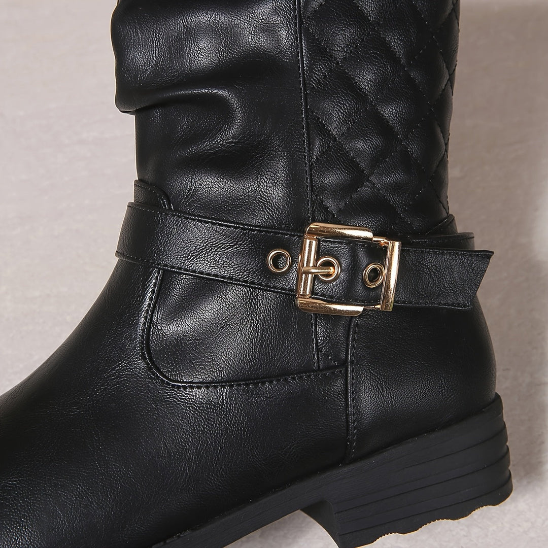 Bexley | Women's Mid-Calf Slouch Boots with Buckle - Black - Image 10