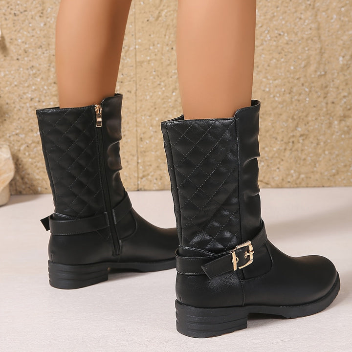 Bexley | Women's Mid-Calf Slouch Boots with Buckle - Black - Image 7