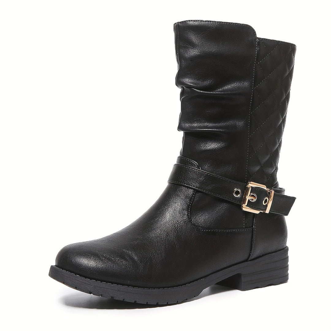 Bexley | Women's Mid-Calf Slouch Boots with Buckle - Black - Image 9
