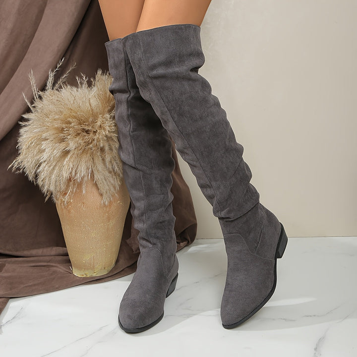 Bexley | Women's Over the Knee Slouch Boots - Grey - Image 5